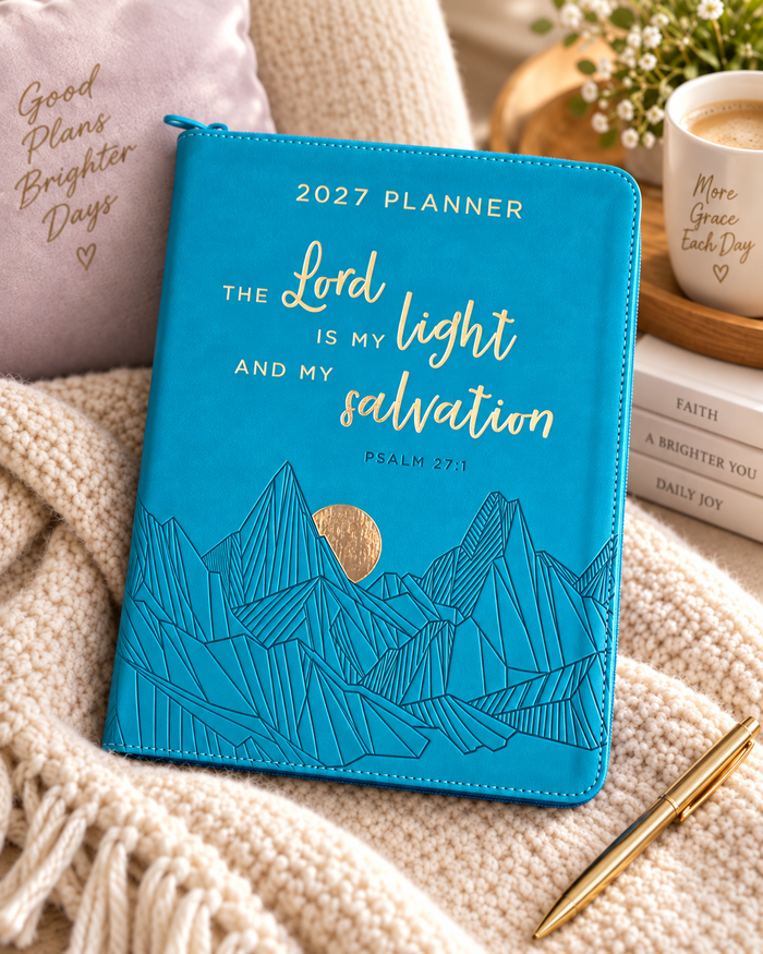 2027 NKJV 16-Month Scripture Planner, Teal Leathersoft, Zippered, The Lord Is My Light