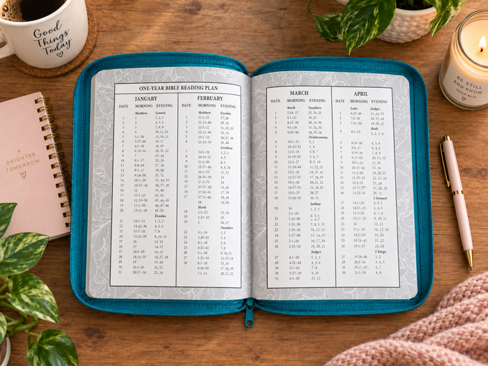 2027 NKJV 16-Month Scripture Planner, Teal Leathersoft, Zippered, The Lord Is My Light