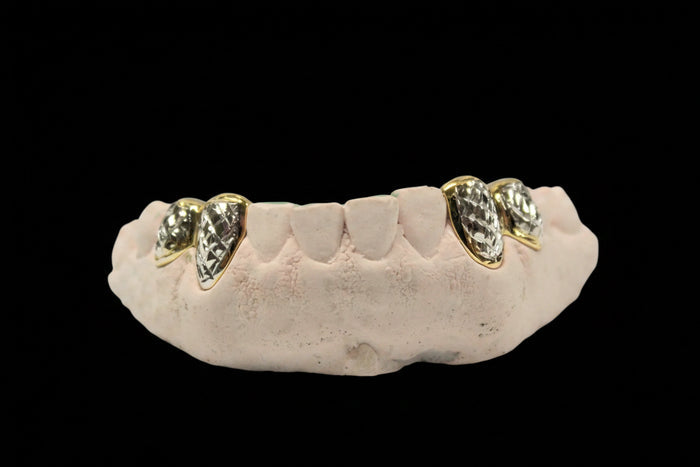 10K Gold 4 Diamond Cut w/ White Gold Back Bridge image 0