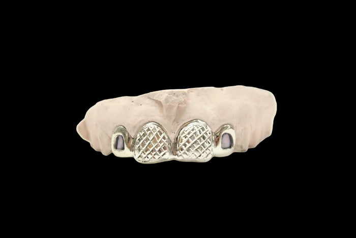 4 Silver Teeth: 2 Diamond Cut 2 Open Face image 0