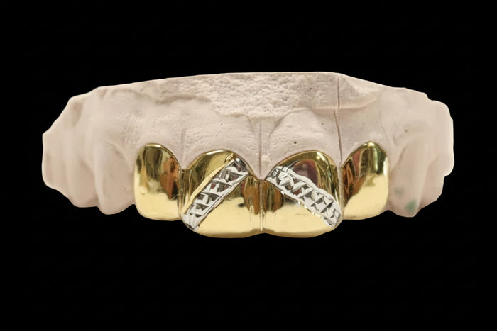 10K Gold 4 Solids with Vertical Diamond Cuts image 0