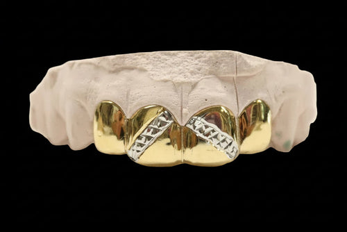 10K Gold 4 Solids with Vertical Diamond Cuts image 0