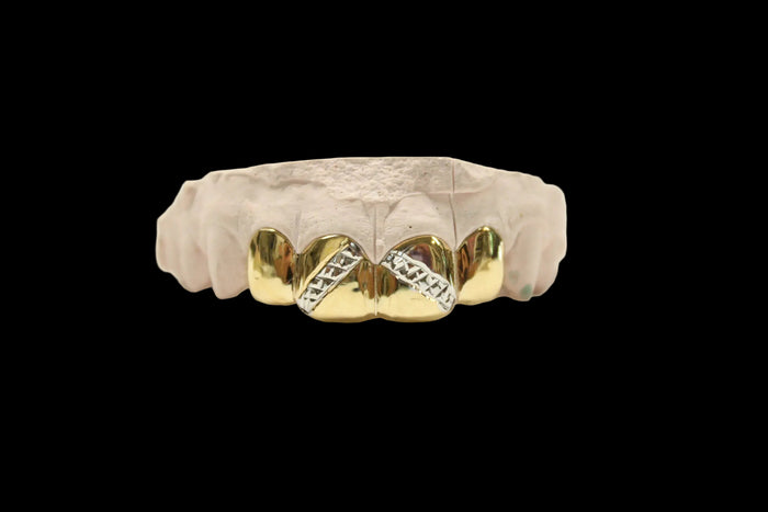 10K Gold 4 Solids with Vertical Diamond Cuts image 1
