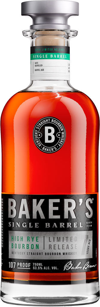 Baker's Single Barrel High Rye Bourbon 7 Year Old 107 Proof 750ml
