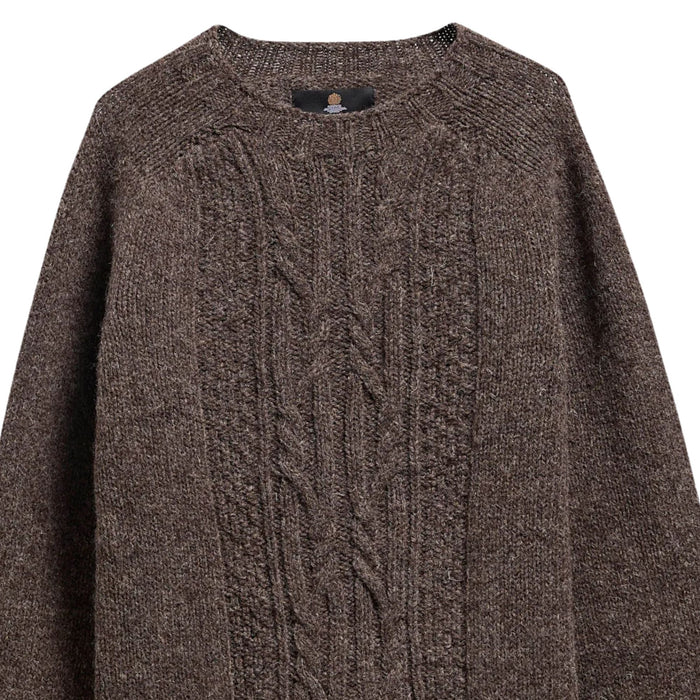 Barbour Natural Yarm Cable Crew Jumper - Medium Brown