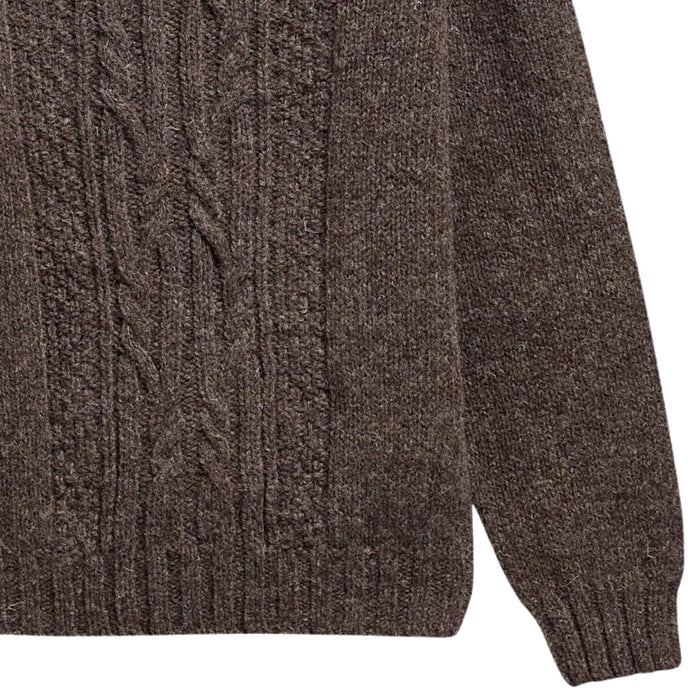 Barbour Natural Yarm Cable Crew Jumper - Medium Brown