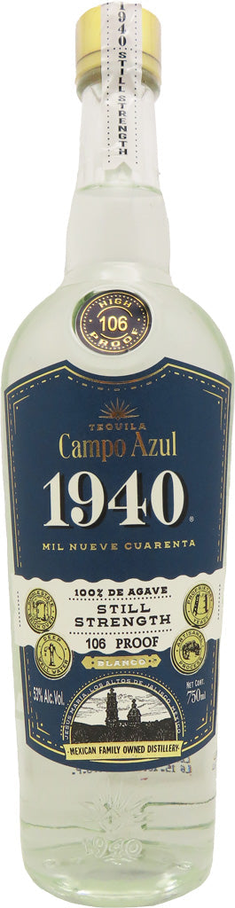 Campo Azul 1940 Still Strength Tequila Blanco 106 Proof 750ml