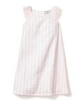 Girl's Twill Amelie Nightgown in Pink Stripe in Pink and White Stripe#Color_Pink and White Stripe