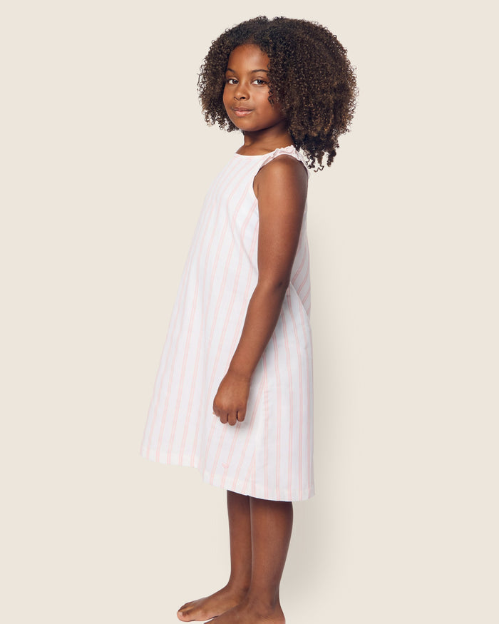 Girl's Twill Amelie Nightgown in Pink Stripe in Pink and White Stripe#Color_Pink and White Stripe