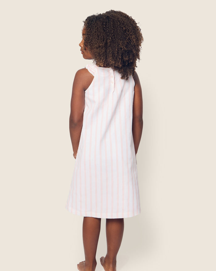 Girl's Twill Amelie Nightgown in Pink Stripe in Pink and White Stripe#Color_Pink and White Stripe