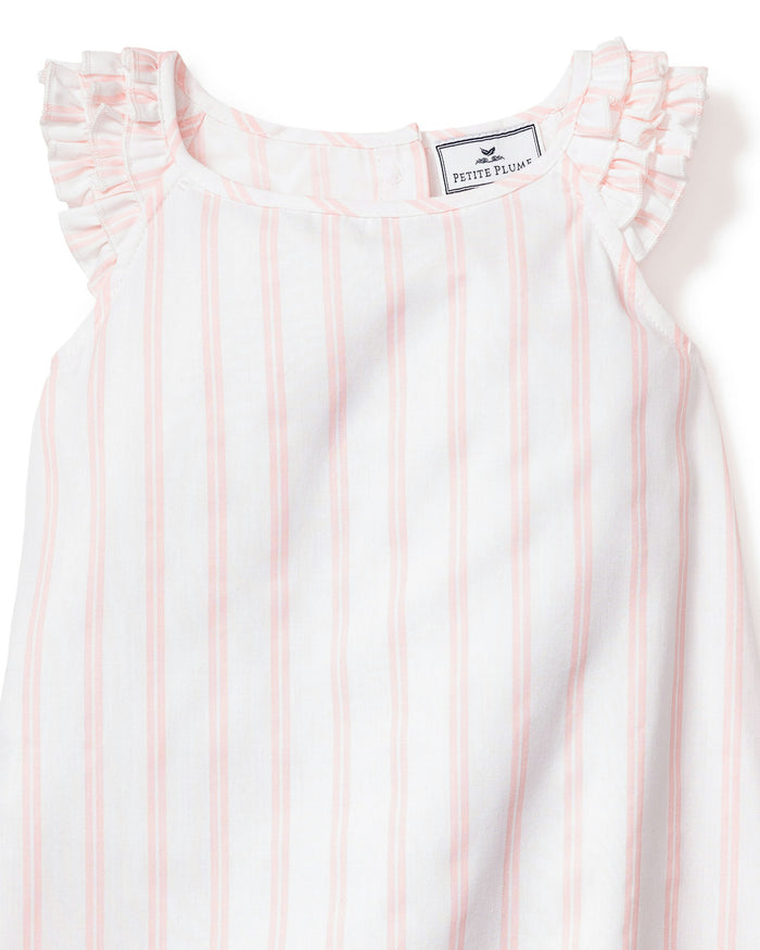 Girl's Twill Amelie Nightgown in Pink Stripe in Pink and White Stripe#Color_Pink and White Stripe