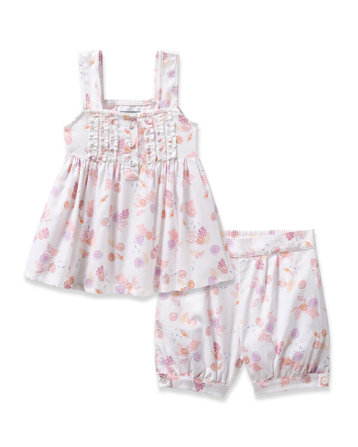Girl's Twill Charlotte Short Set in Sweethearts in Seashell Splendor#Color_Seashell Splendor