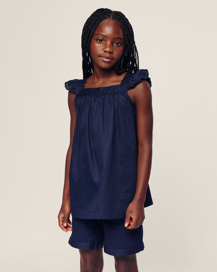 Girl's Twill Clara Short Set in Navy in Navy#Color_Navy