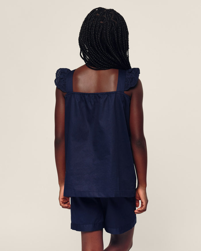 Girl's Twill Clara Short Set in Navy in Navy#Color_Navy