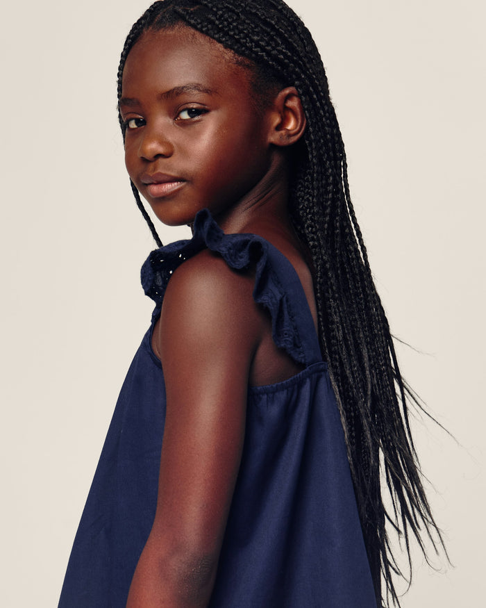 Girl's Twill Clara Short Set in Navy in Navy#Color_Navy