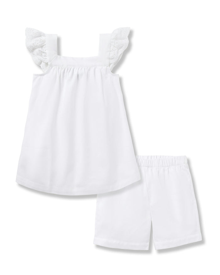 Girl's Twill Clara Short Set in Navy in White#Color_White