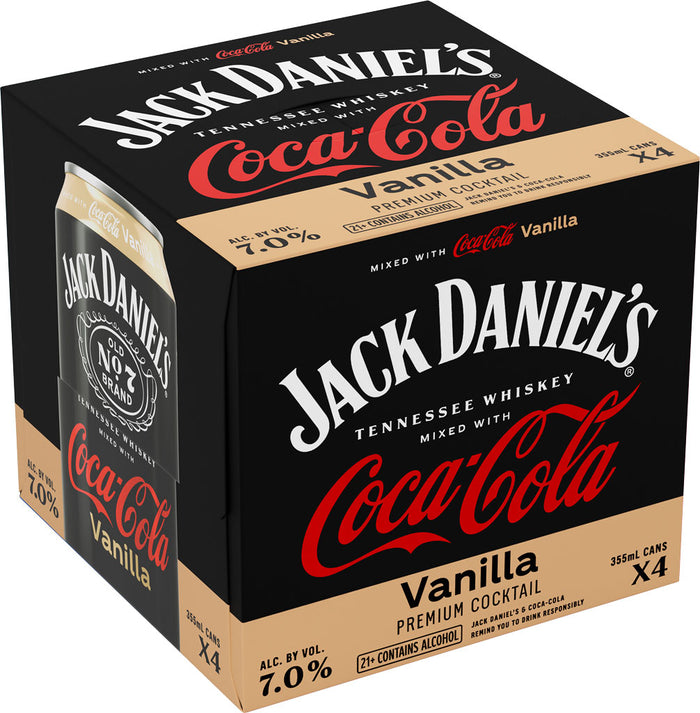 Jack Daniel's With Coca Cola Vanilla Cockatil 4pk Cans