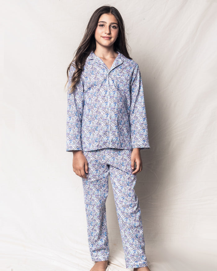 Kid's Twill Pajama Set in Fleur D'Azur