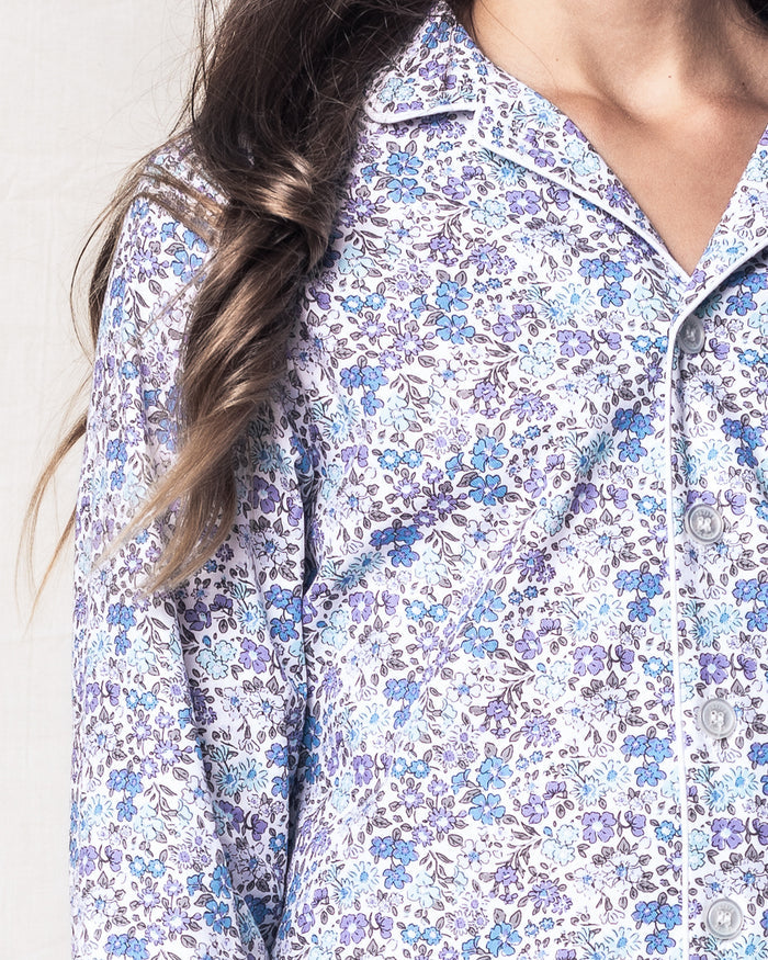 Kid's Twill Pajama Set in Fleur D'Azur