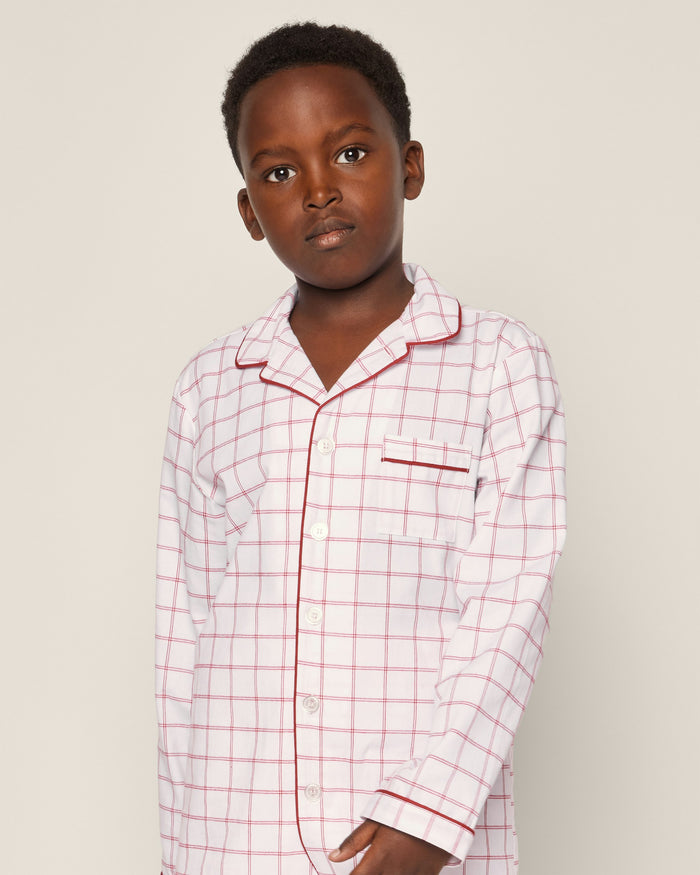 Kid's Twill Pajama Set in Garnet Tattersall in Garnet Tattersall#Color_Garnet Tattersall