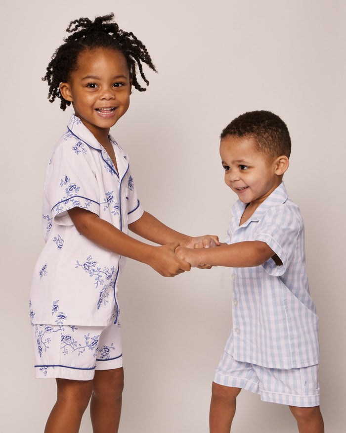 Kid's Twill Pajama Short Set in Indigo Floral in Indigo Floral#Color_Indigo Floral