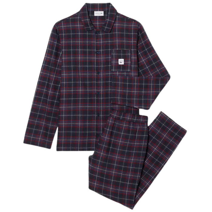 Lacoste Plaid Pyjama Set - Navy/Burgundy