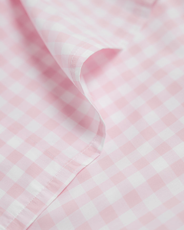 Luxe Premium Percale Duvet Set in Light Blue Gingham in Pink Gingham#Color_Pink Gingham