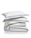 Luxe Premium Percale Duvet Set in White with Navy Piping in White with Navy Piping#Color_White with Navy Piping