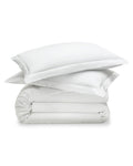 Luxe Premium Percale Duvet Set in White with Navy Piping in White #Color_White