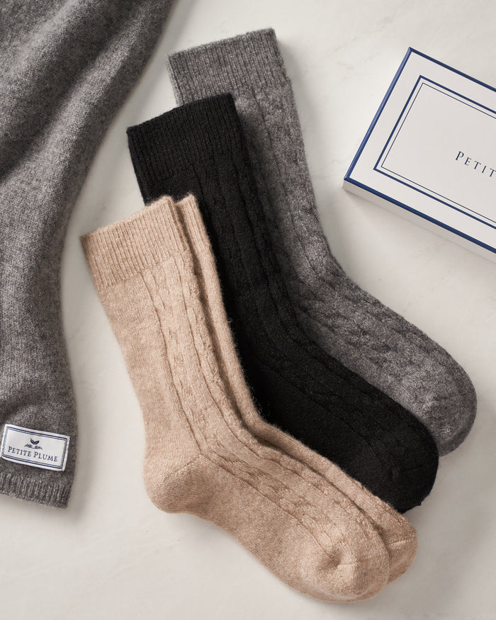 Men's Cashmere Sock in Navy in Camel#Color_Camel