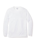 This Mens Pima Crew Neck Long Sleeve Top by Petite Plume, in classic white and crafted from luxurious Peruvian Pima cotton, is displayed elegantly on a white background.