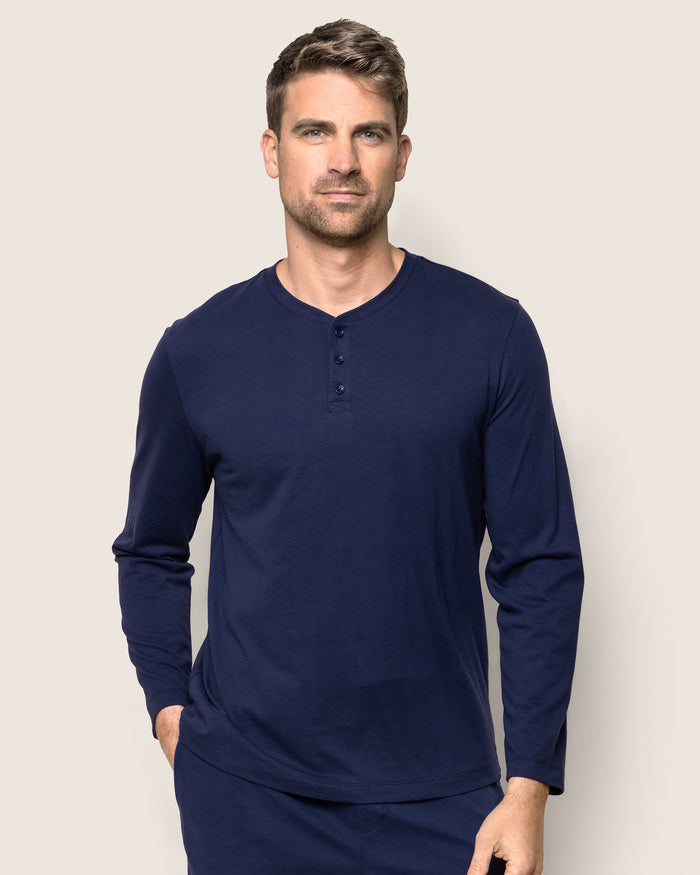 Men's Pima Henley in Dark Heather Grey in Dark Heather Grey#Color_Dark Heather Grey