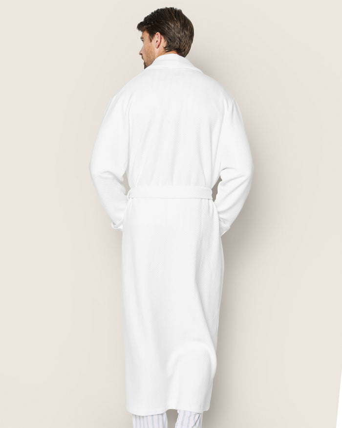Men's Pima Jacquard Robe in White in White#Color_White