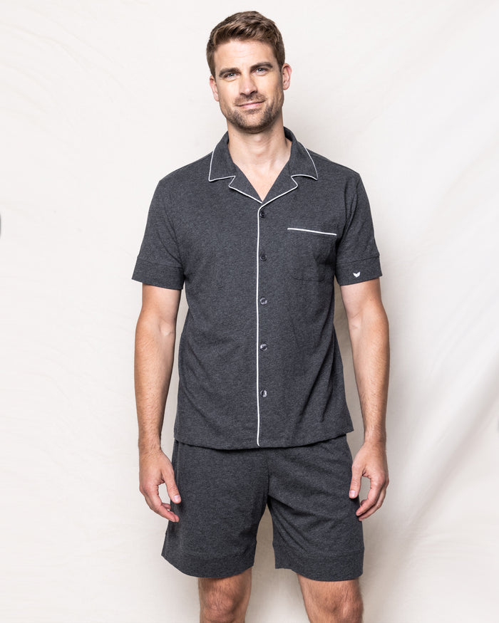 Men's Pima Pajama Short Set in Navy in Dark Heather Grey#Color_Dark Heather Grey