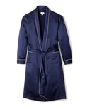 Mens Navy Silk Long Robe in Navy in Navy#Color_Navy