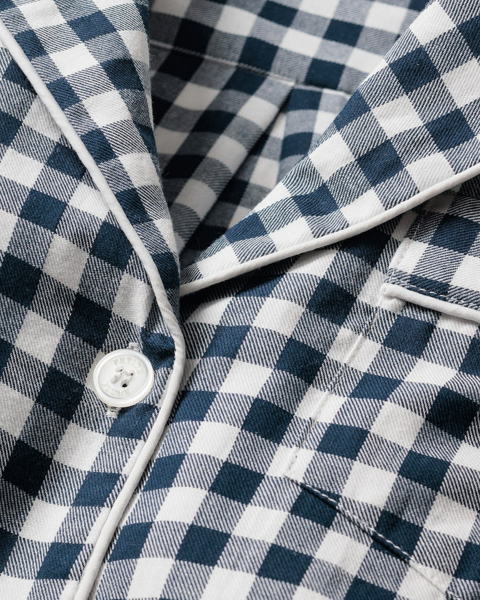 Men's Twill Pajama Set in Royal Blue Gingham in Navy Gingham#Color_Navy Gingham