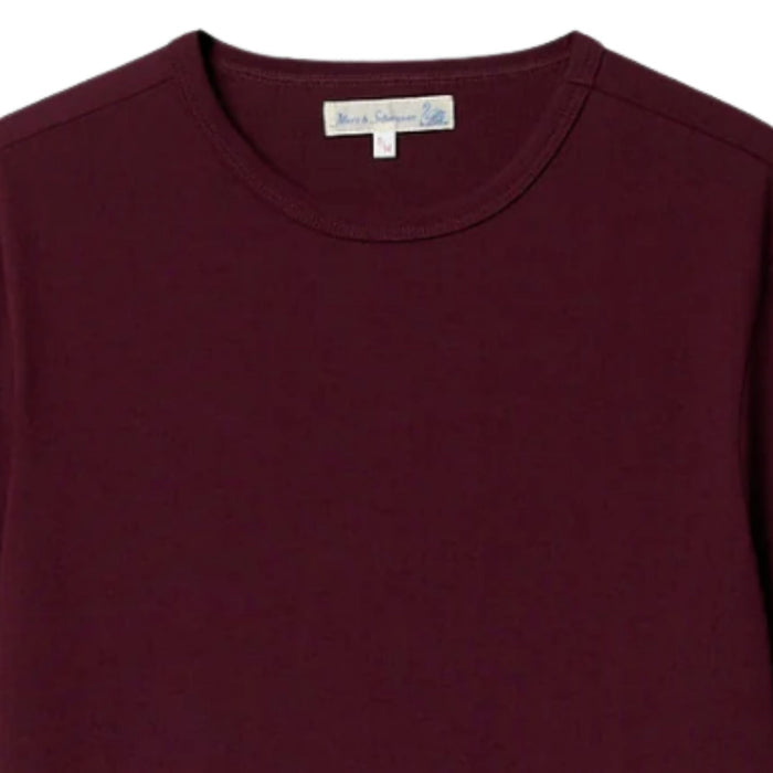Merz b Schwanen 1950s Loopwheeled Classic Fit Lightweight T-Shirt - Burgundy