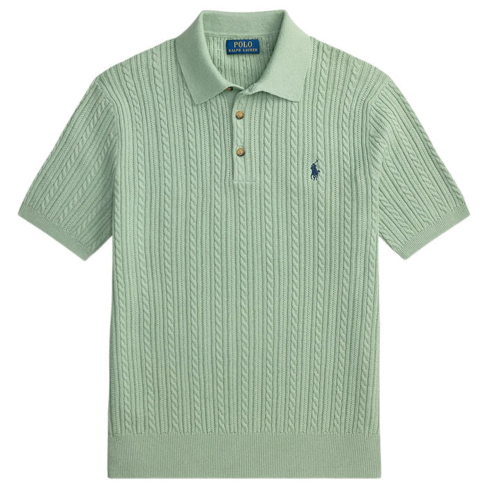 Polo Ralph Lauren Cable-Knit Cotton Polo-Collar Jumper - Green