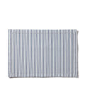 The Signature Twill Placemat in Navy French Ticking features vertical blue and white stripes with a stitched border, displayed flat against a white background.