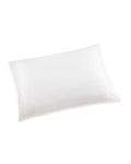 The Silk Pillow Cover in White by Petite Plume is displayed against a white background. Made from luxurious pure silk, it appears soft and smooth with shadows hinting at its three-dimensional shape.