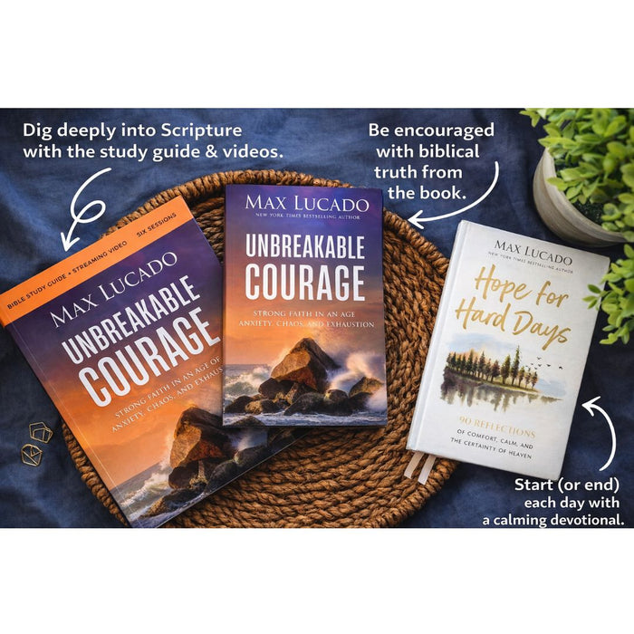 Unbreakable Courage  Study Guide + Book + Hope for Hard Days Devotional Premium Bundle