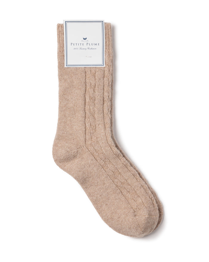 Women's Cashmere Socks in Black in Camel#Color_Camel