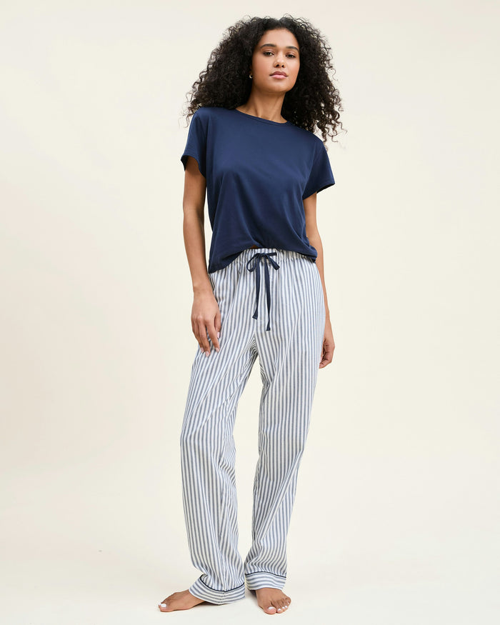 Women's Pima Essential Crew Neck Tee in Navy in Navy#Color_Navy