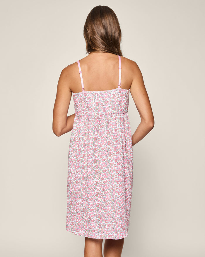Women's Pima Maternity Nightgown in Fleurs de Rose in Fleurs de Rose#Color_Fleurs de Rose