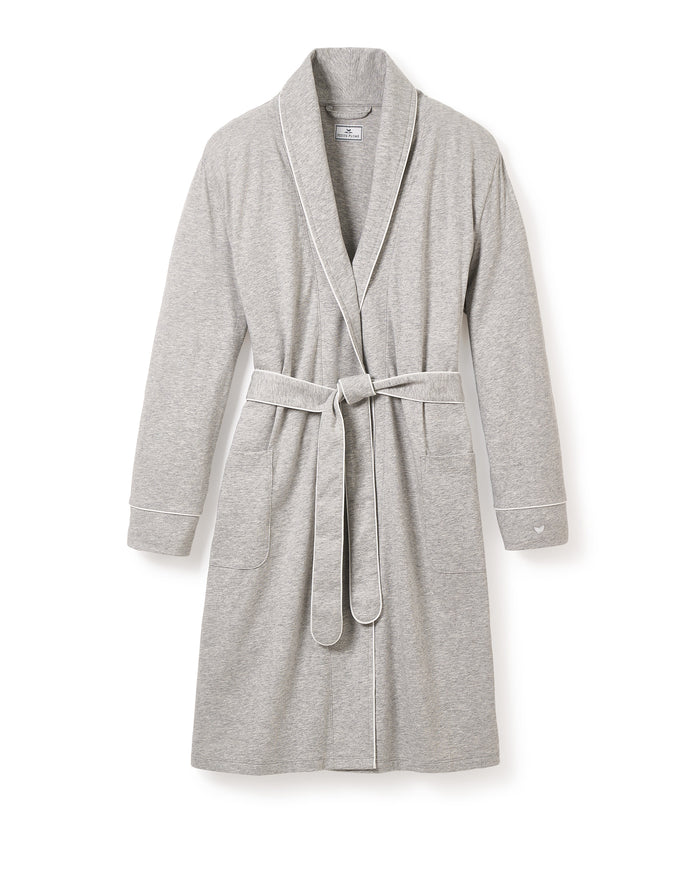 Women's Pima Robe in Periwinkle in Light Heather Grey#Color_Light Heather Grey