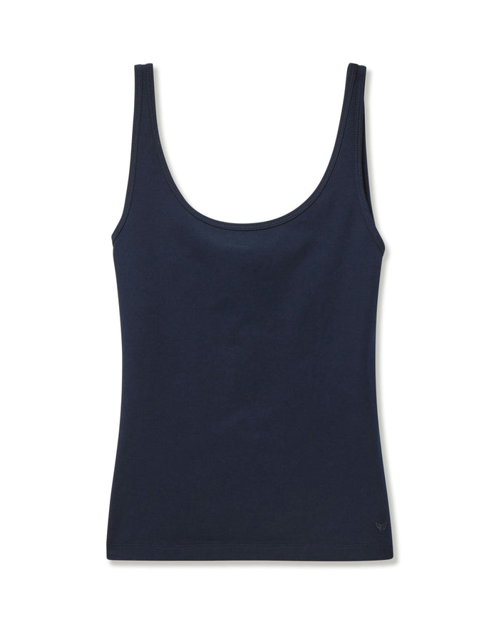 Women's Pima Scoop Tank in Navy