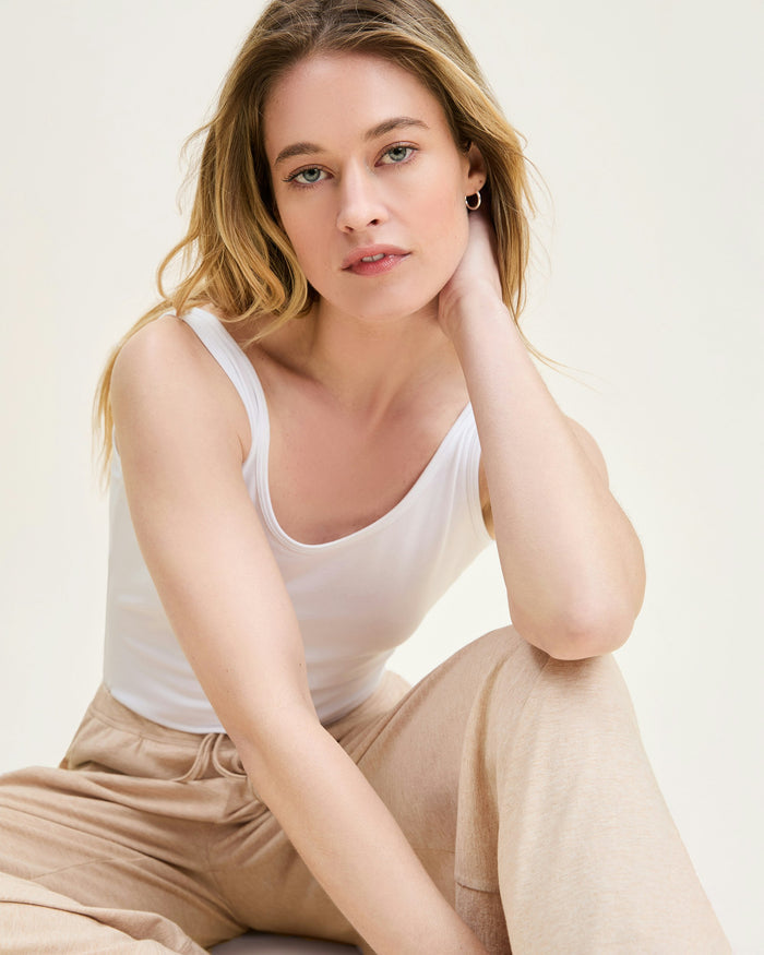 Women's Pima Scoop Tank in White in White#Color_White