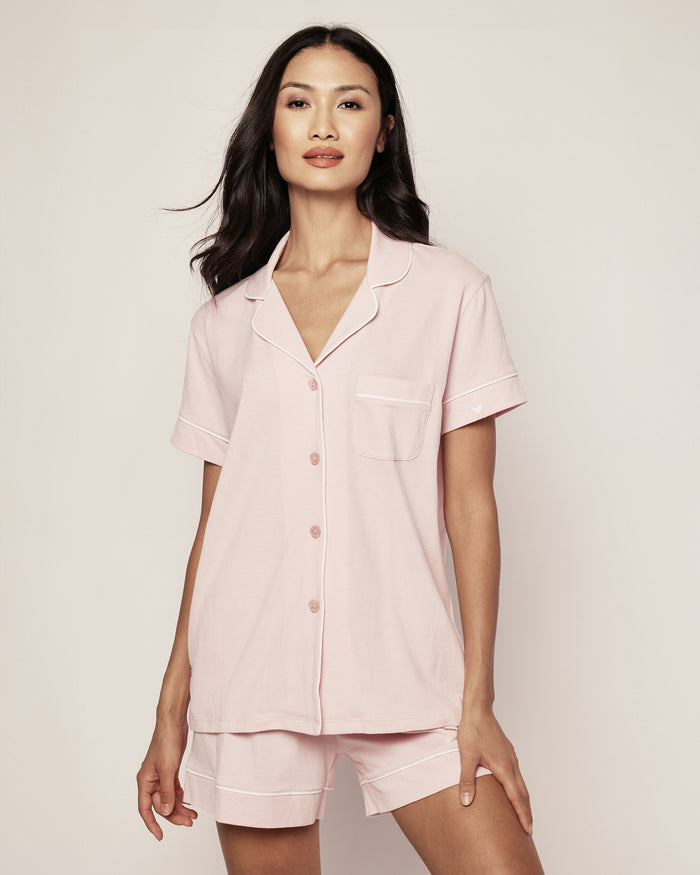 Women's Pima Short Sleeve Short Set in Pink