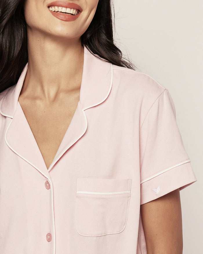 Women's Pima Short Sleeve Short Set in Pink
