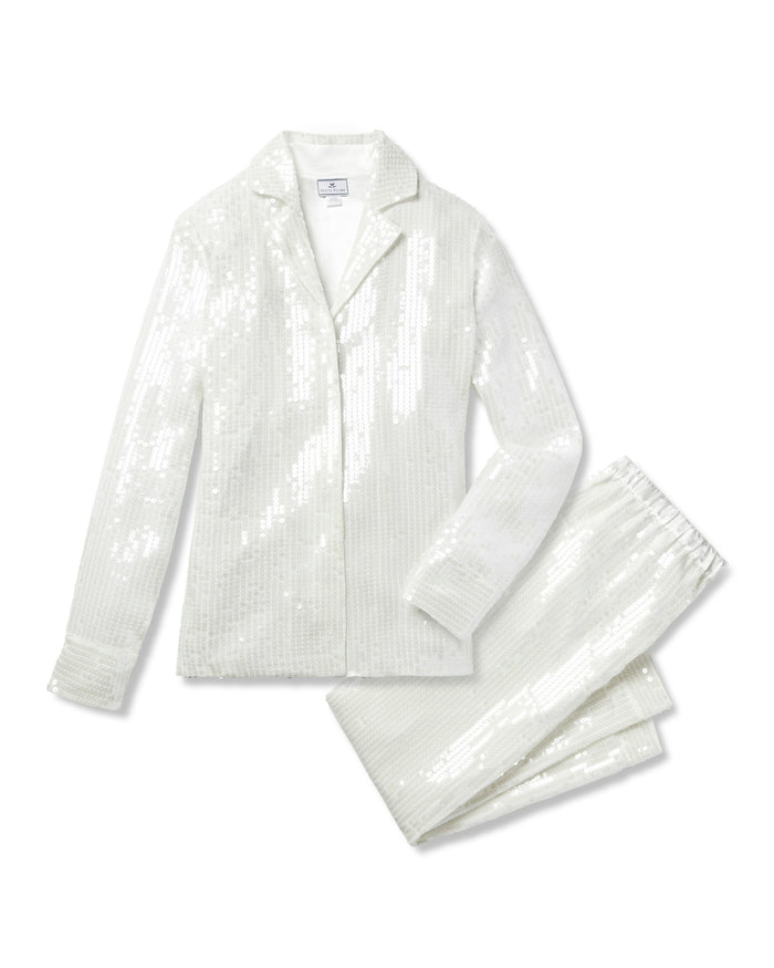 Women's Sequin Pajama Set in White